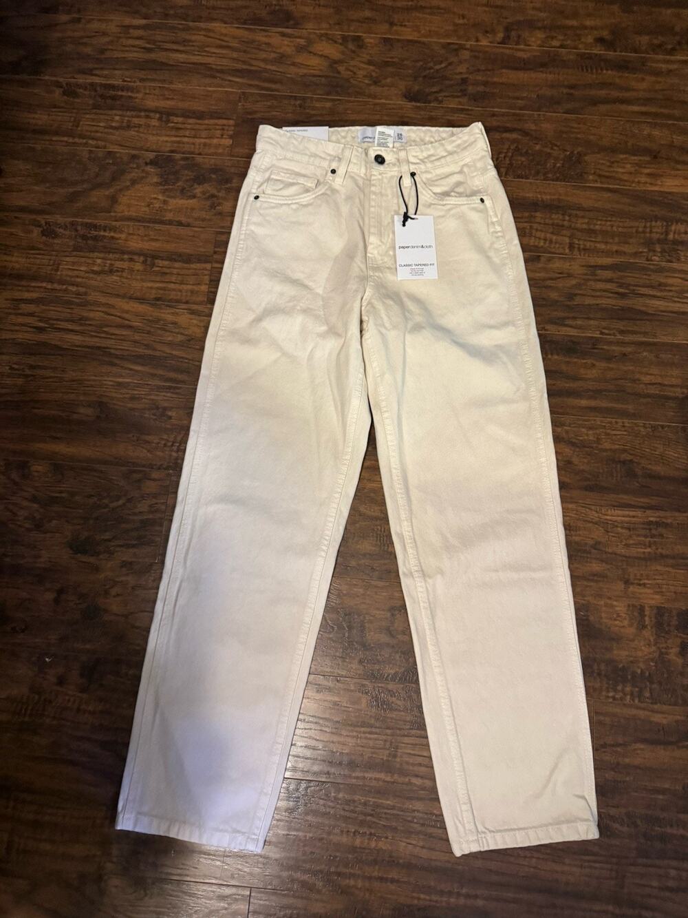 paperdenim&cloth NWT Mens 28/30 Jeans Classic Fit Tapered Cream Denim 5-Pocket